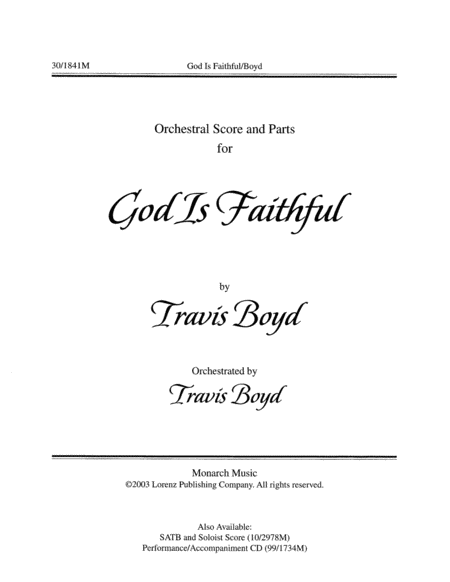 God Is Faithful - Orchestration