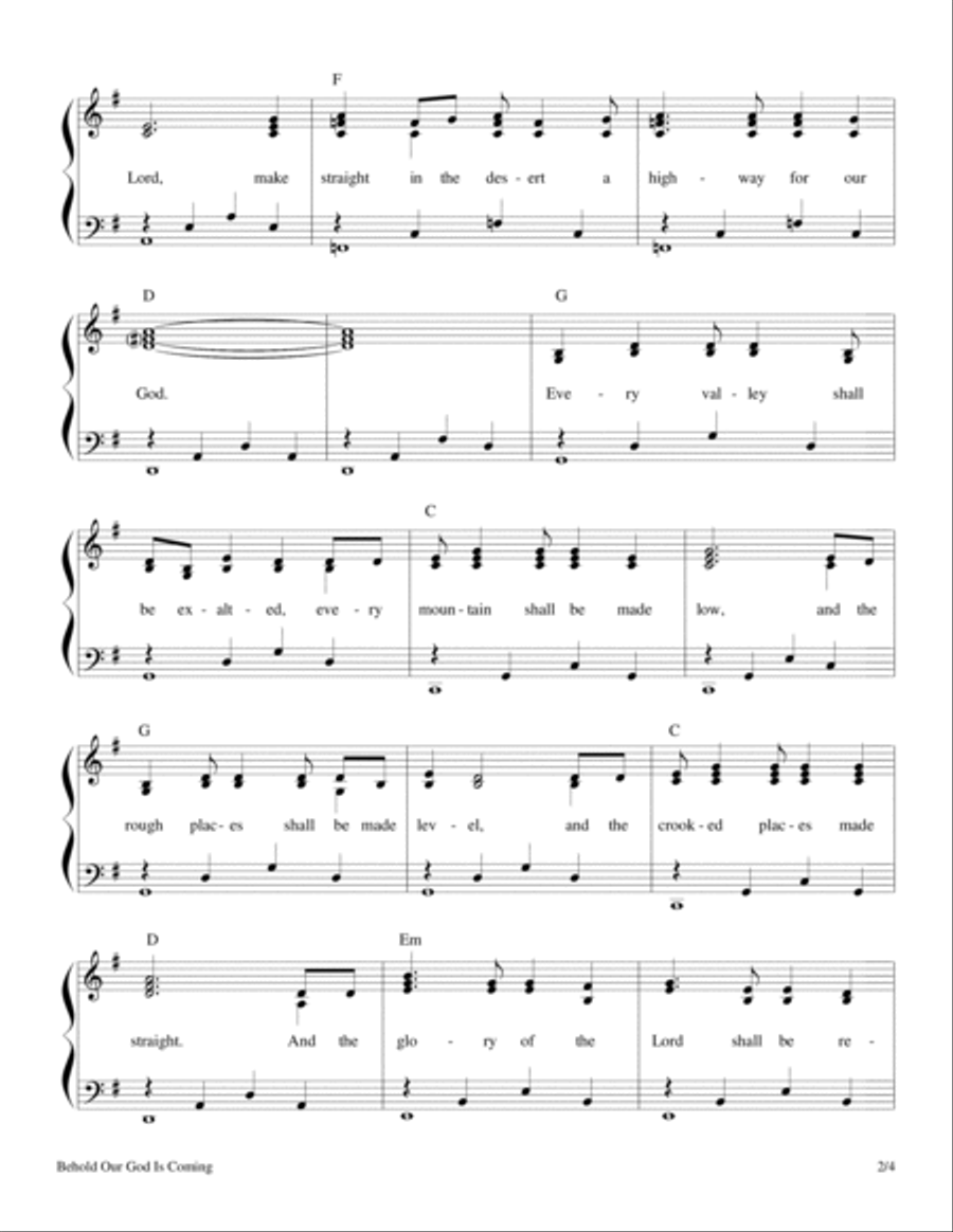 Behold Our God Is Coming Piano, Vocal, Guitar scores gallery preview page 2