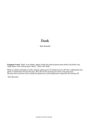 Book cover for Dusk (for solo guitar) (TAB)