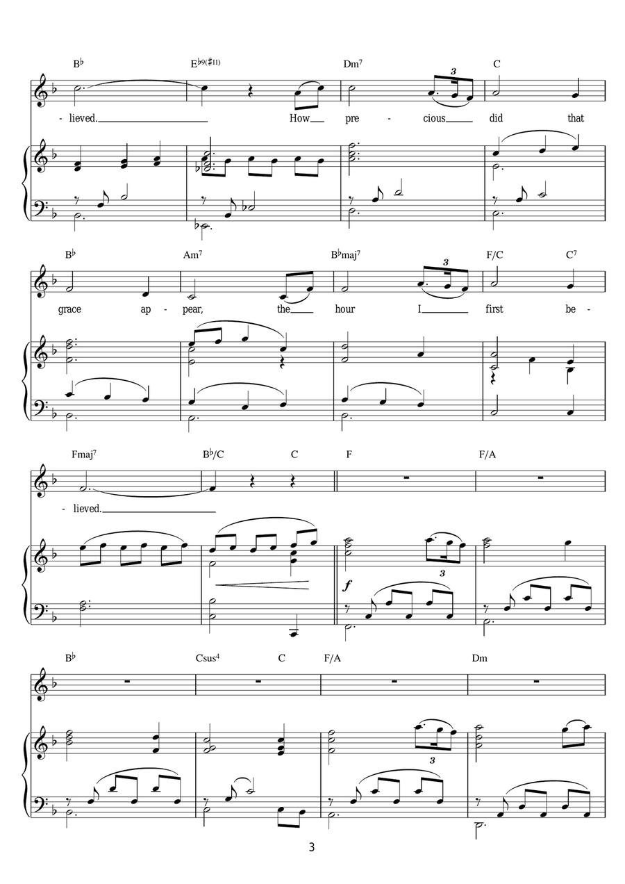 Amazing Grace Piano, Vocal scores gallery preview page 3