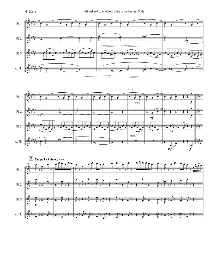 Minuet and Round from d'Indy Suite in the Ancient Style set for Flute Quartet Flute Quartet scores gallery preview page 6