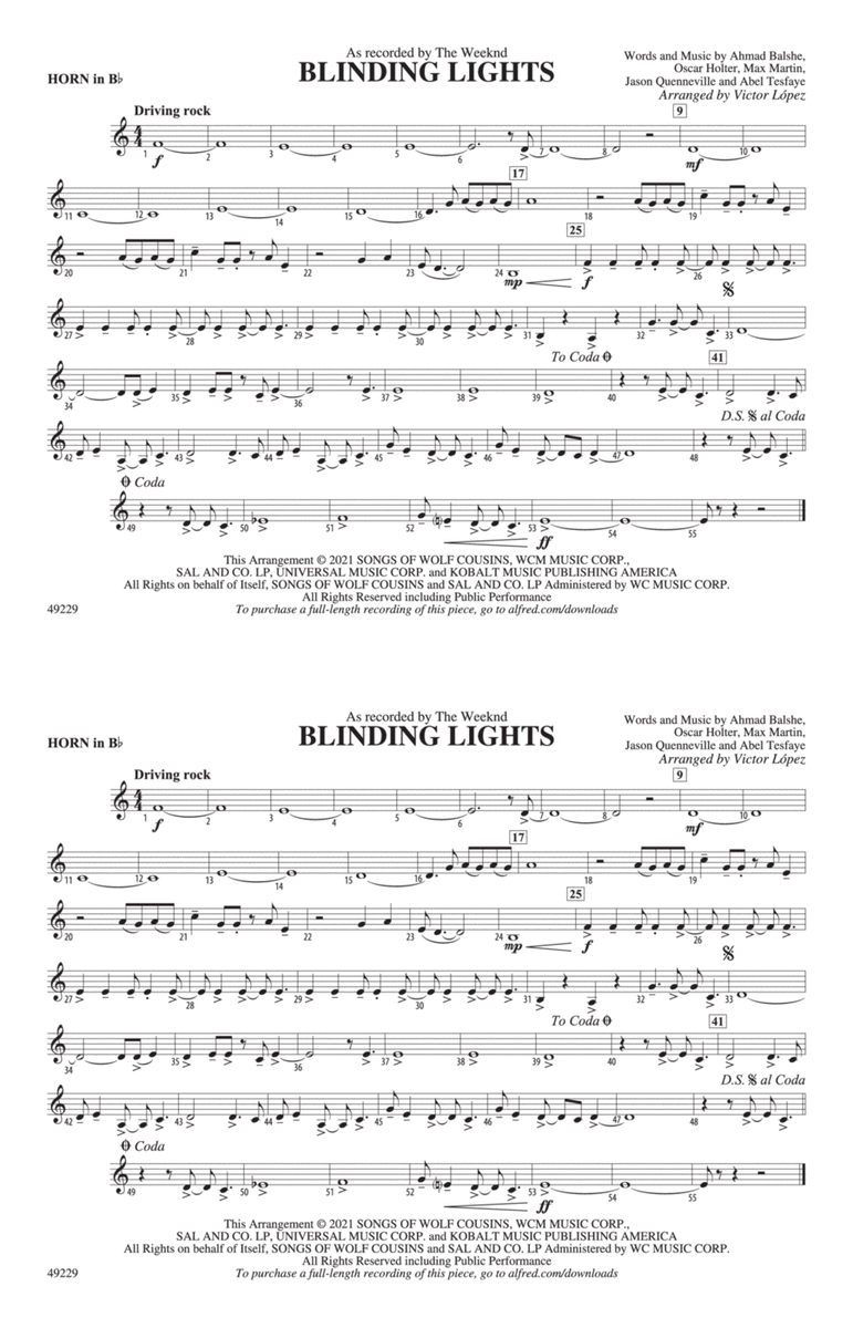 Blinding Lights: Horn in B flat