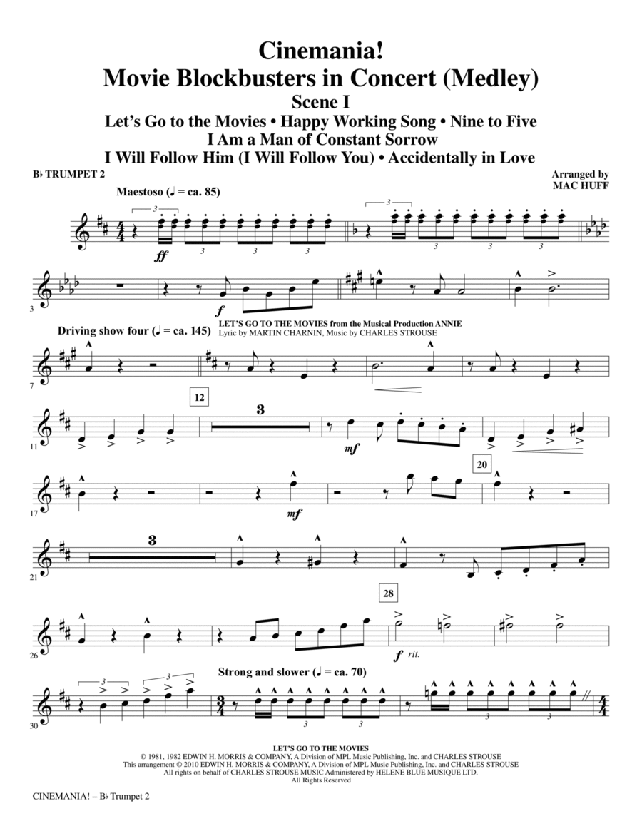 Cinemania! Movie Blockbusters In Concert (Medley) - Bb Trumpet 2 Choir scores gallery preview page 1