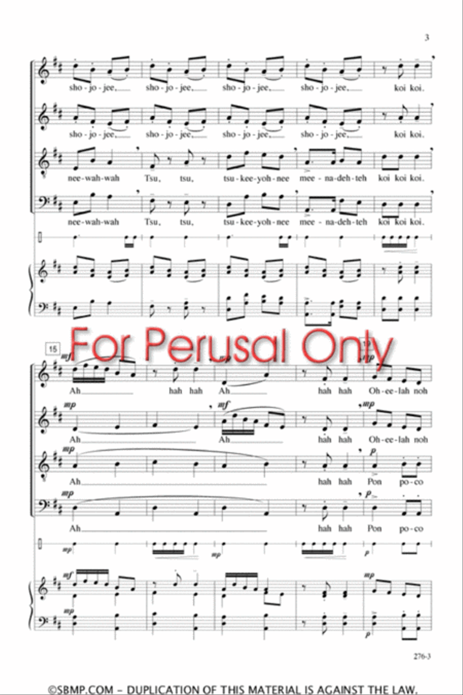 Shojojee - SATB Octavo 4-Part scores gallery preview page 3