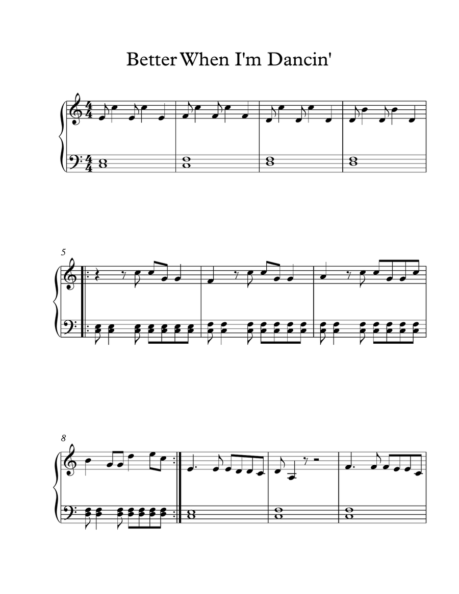 Better When I'm Dancin' Easy Piano scores gallery preview page 1