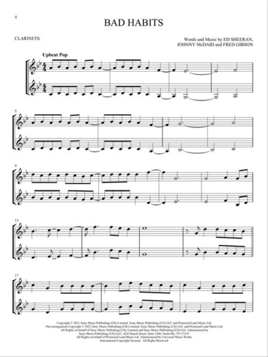 Chart Hits for Two Chart Hits for Two Clarinet scores gallery preview page 5