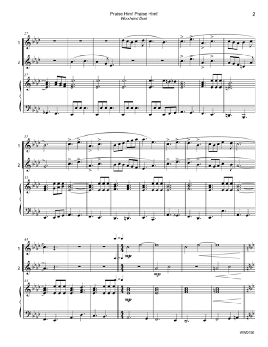 PRAISE HIM! PRAISE HIM! - DUET for Bb/C TREBLE INSTRUMENTS with Piano Large Ensemble scores gallery preview page 2