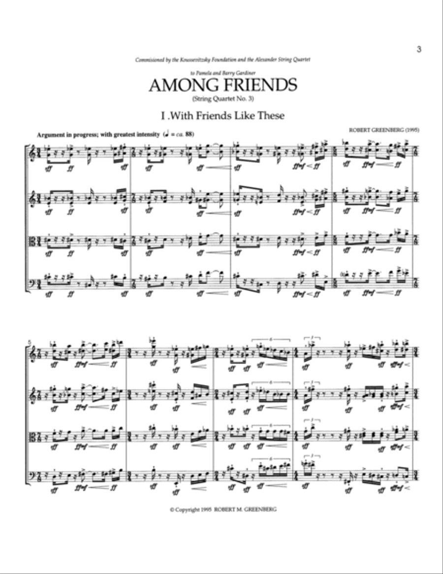 String Quartet No. 3: Among Friends String Quartet scores gallery preview page 3