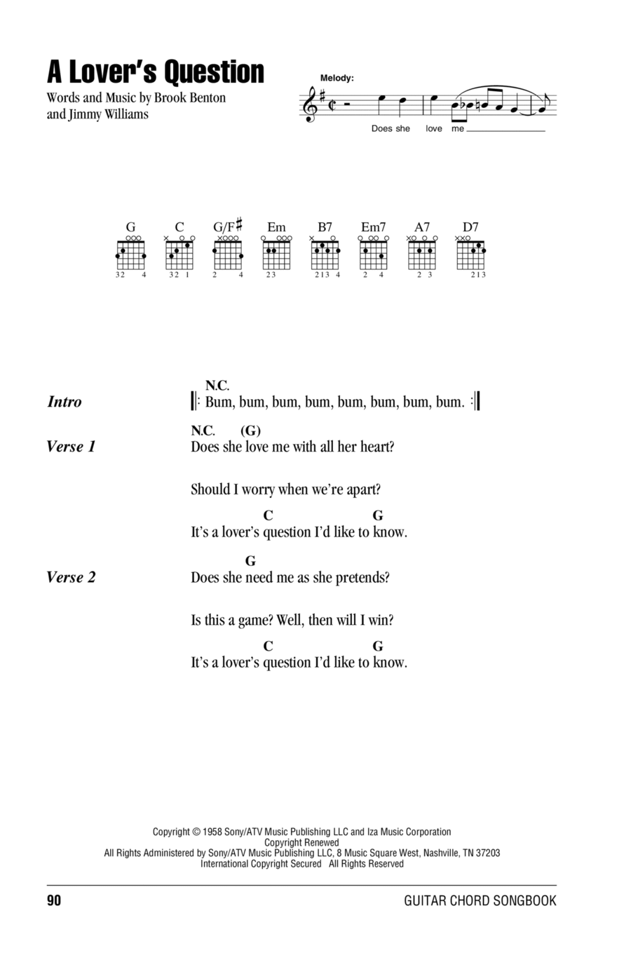 A Lover's Question A Lover's Question Acoustic Guitar scores gallery preview page 1