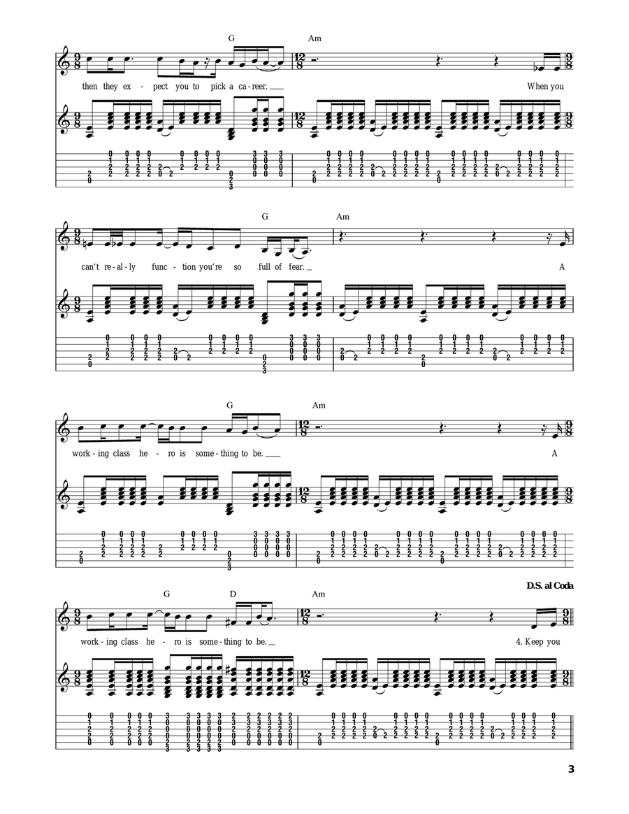 Working Class Hero Acoustic Guitar scores gallery preview page 3