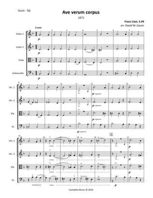 Book cover for Ave verum corpus S.44 (Liszt) STRING QUARTET