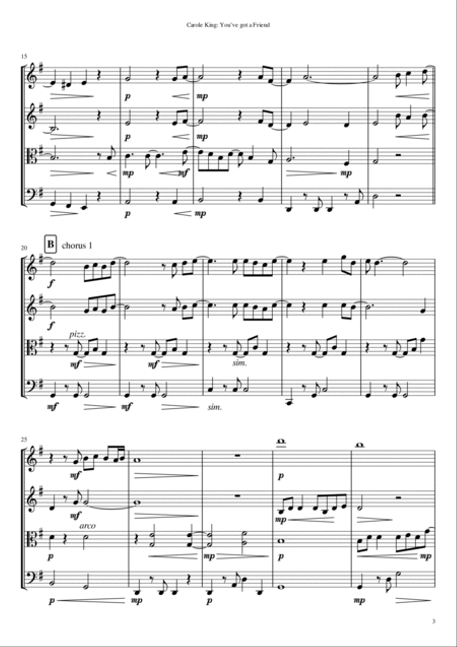 You've Got A Friend You've Got A Friend String Quartet scores gallery preview page 3