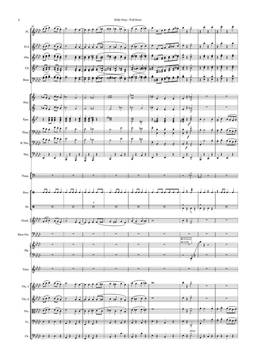 Dolly Gray - Collingwood AFL club song. Vocal and Orchestra Large Ensemble scores gallery preview page 2