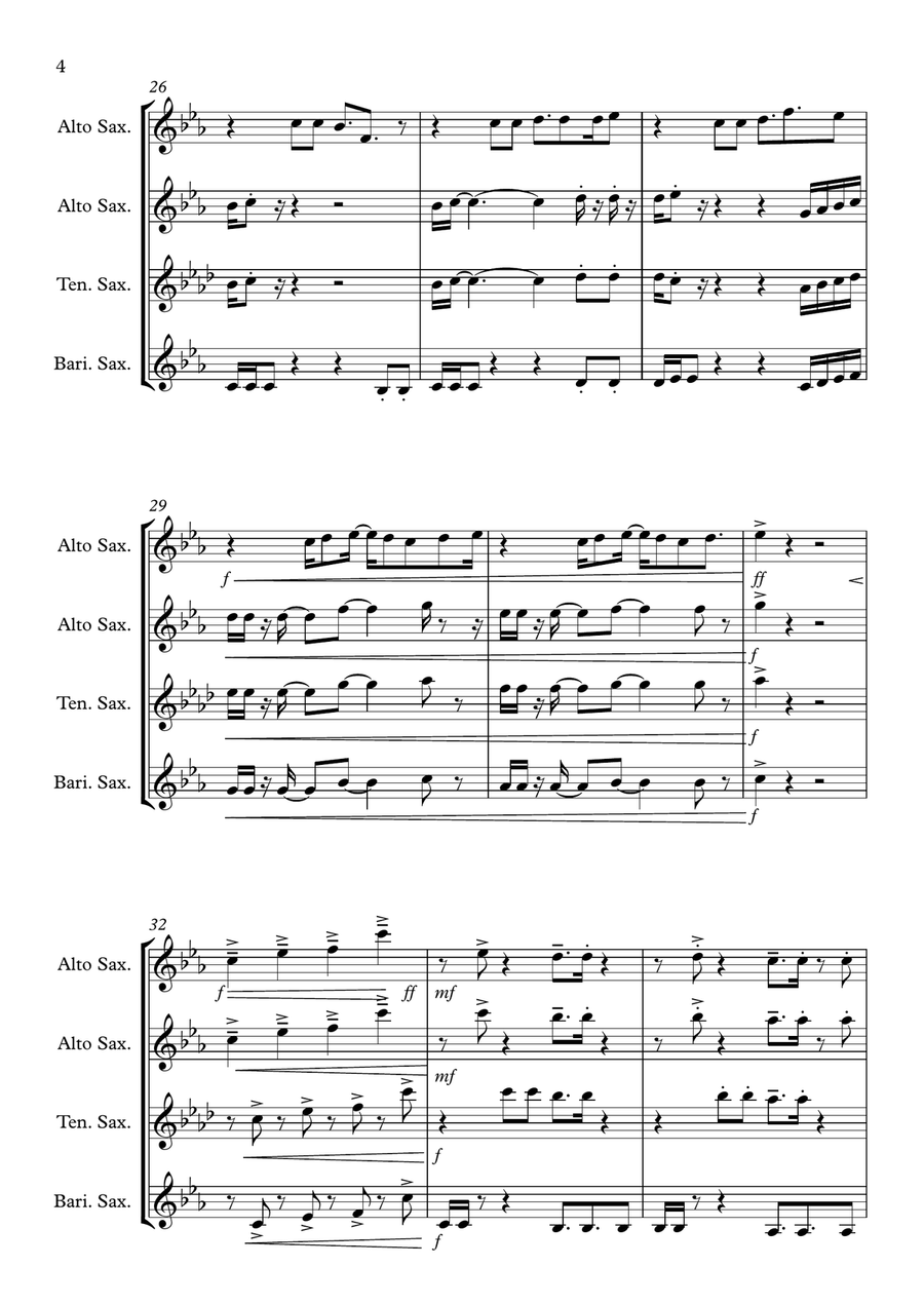 Ain't Nobody Woodwind Quartet scores gallery preview page 4