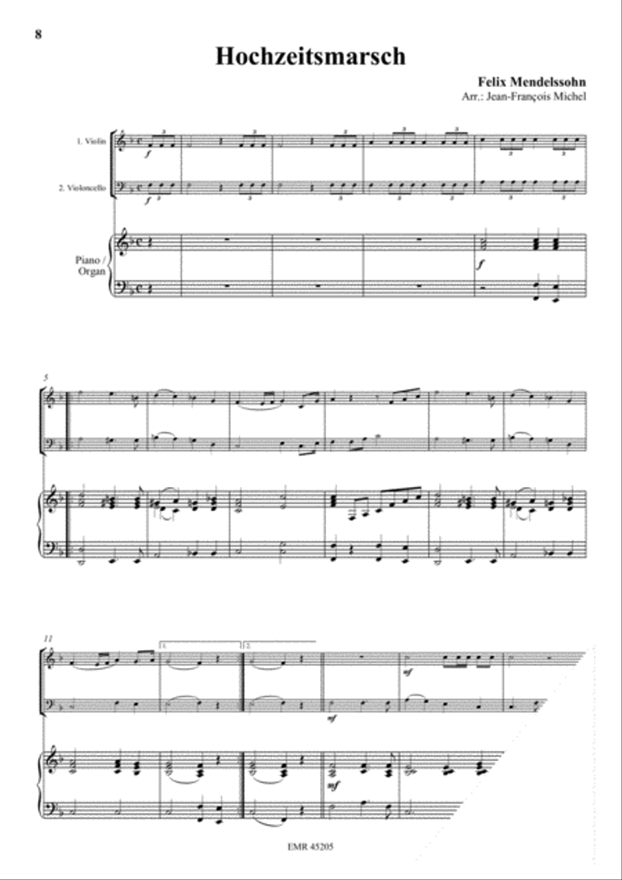 Trumpet Tune (Purcell) / Ave Verum (Mozart) / Hochzeitsmarsch (Mendelssohn) Cello scores gallery preview page 5