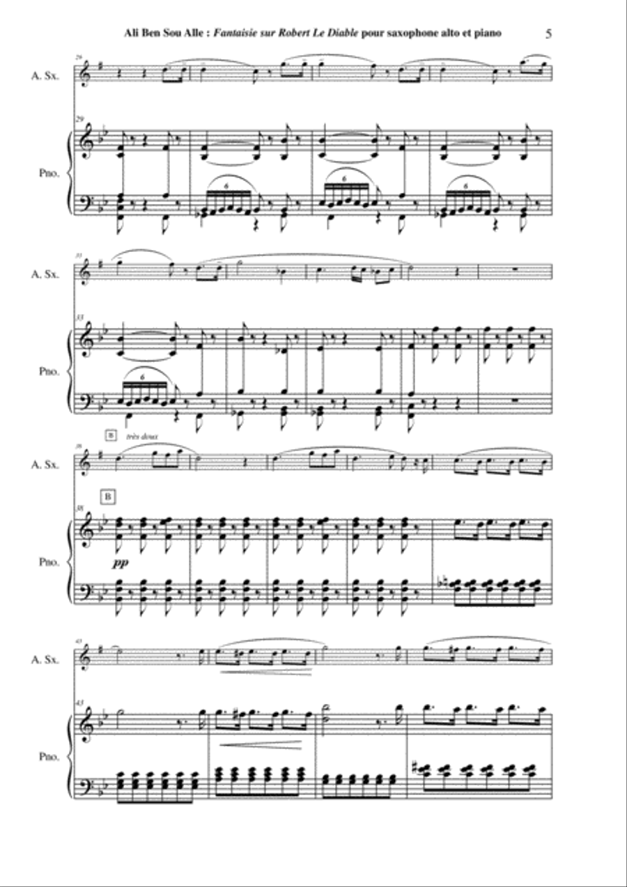 Ali Ben Sou Alle: Fantaisie sur Robert le Diable for alto saxophone and piano Alto Saxophone scores gallery preview page 5