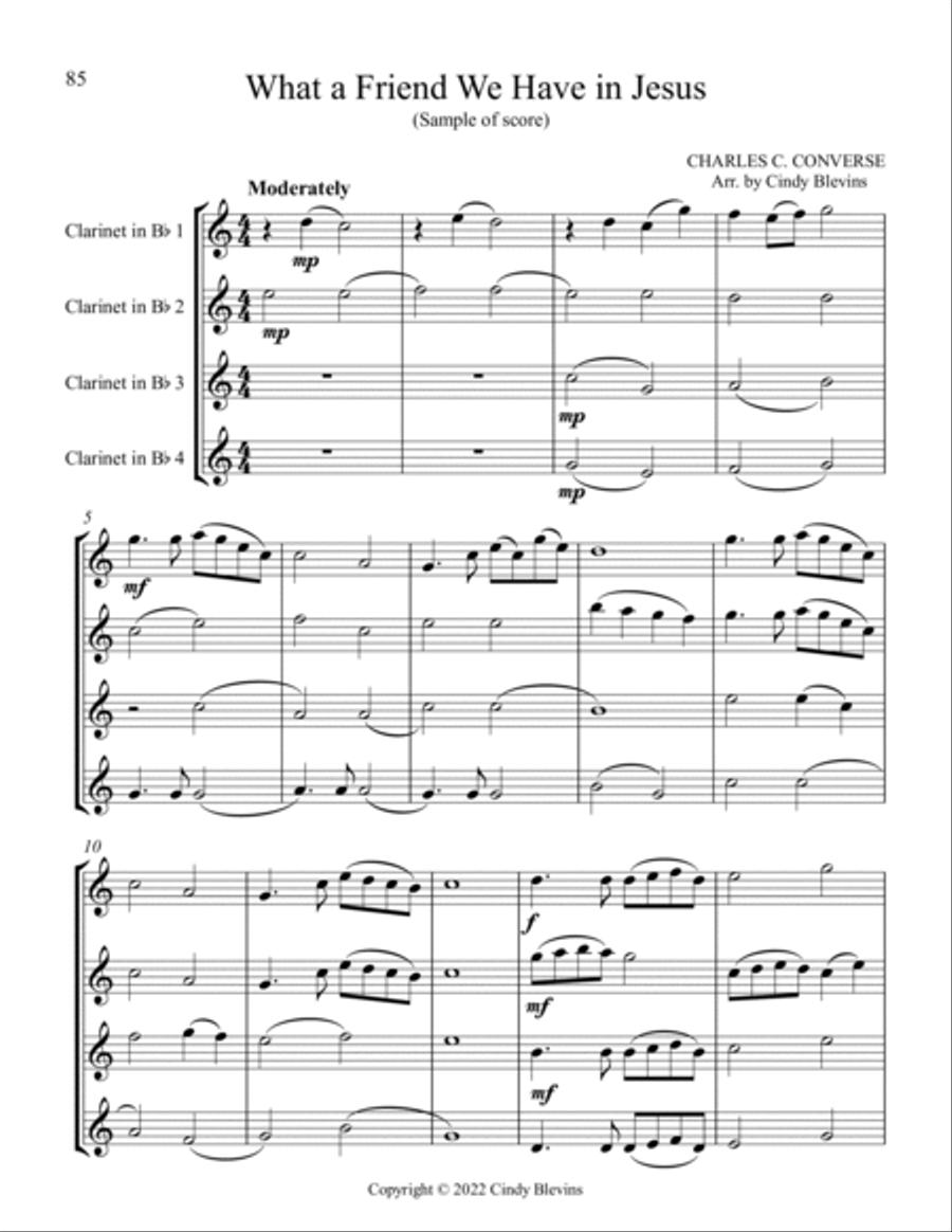 12 Favorite Hymns, Clarinet Quartet Clarinet Quartet scores gallery preview page 5