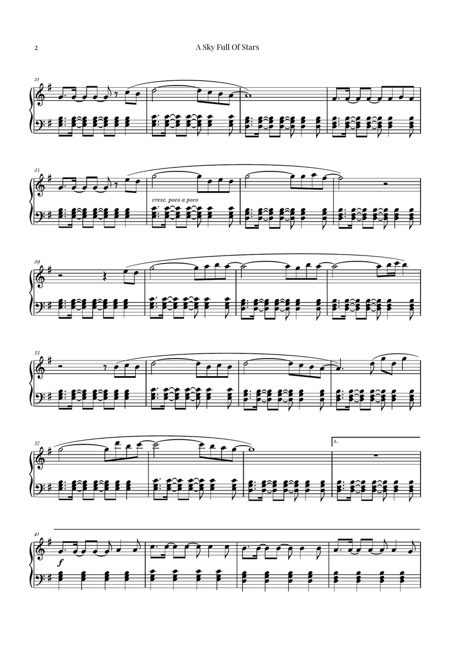A Sky Full Of Stars Piano Solo scores gallery preview page 2