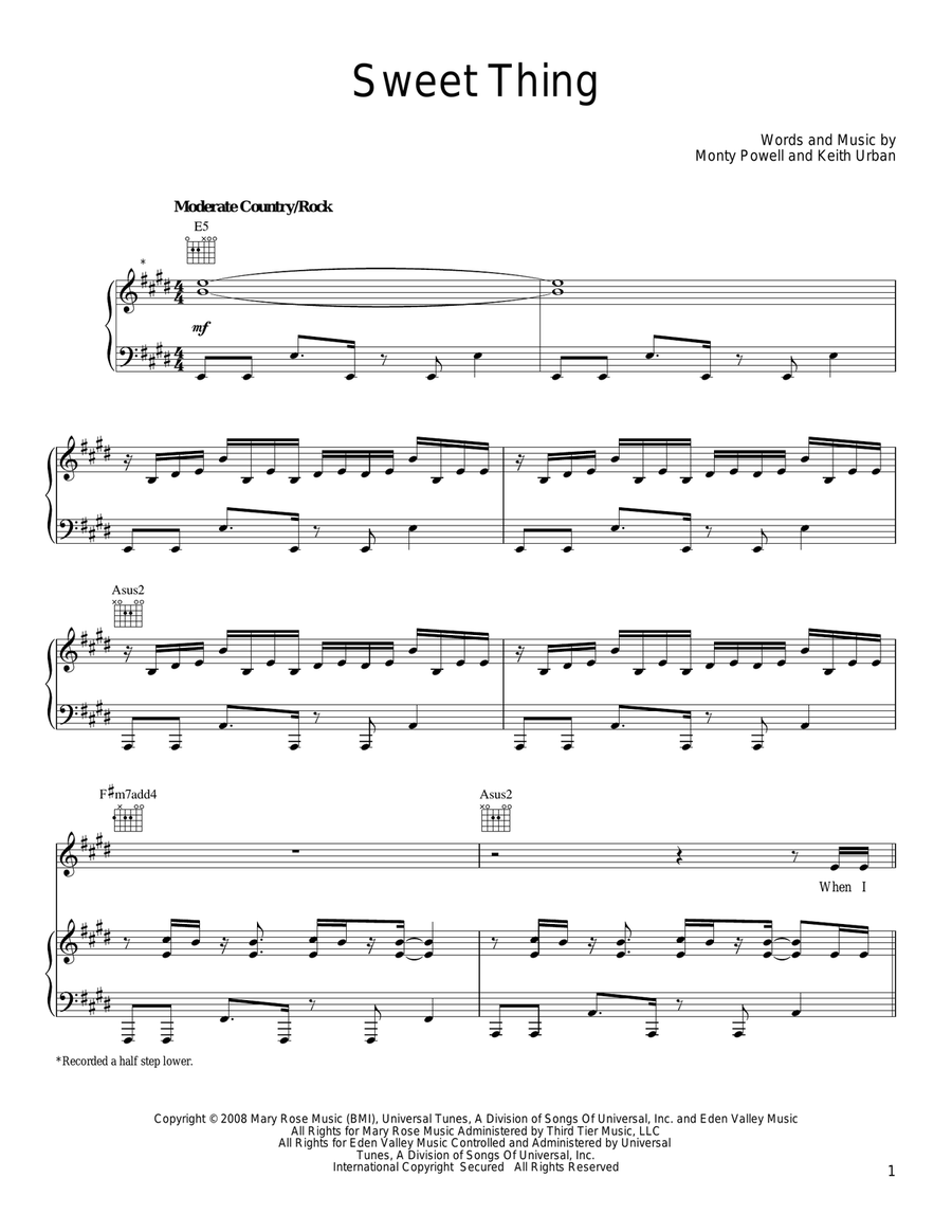Sweet Thing Piano, Vocal, Guitar scores gallery preview page 1