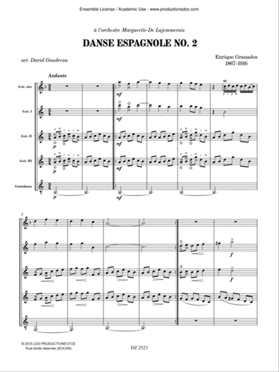 Danse espagnole no. 2 Guitar Ensemble scores gallery preview page 2