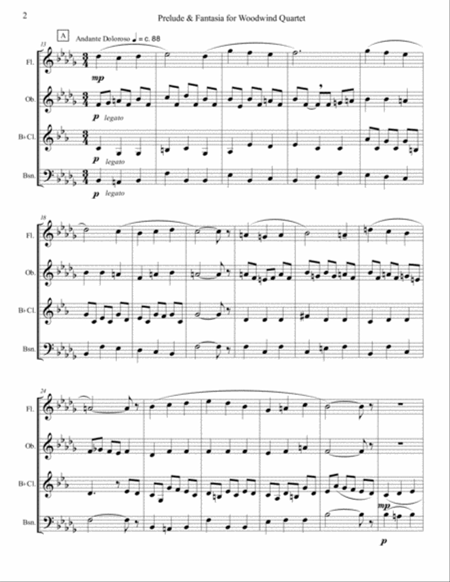 Prelude & Fantasia for Woodwind Quartet Woodwind Quartet scores gallery preview page 2