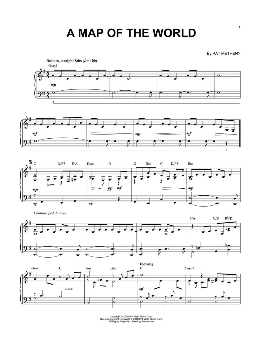 A Map Of The World Piano Solo scores gallery preview page 1