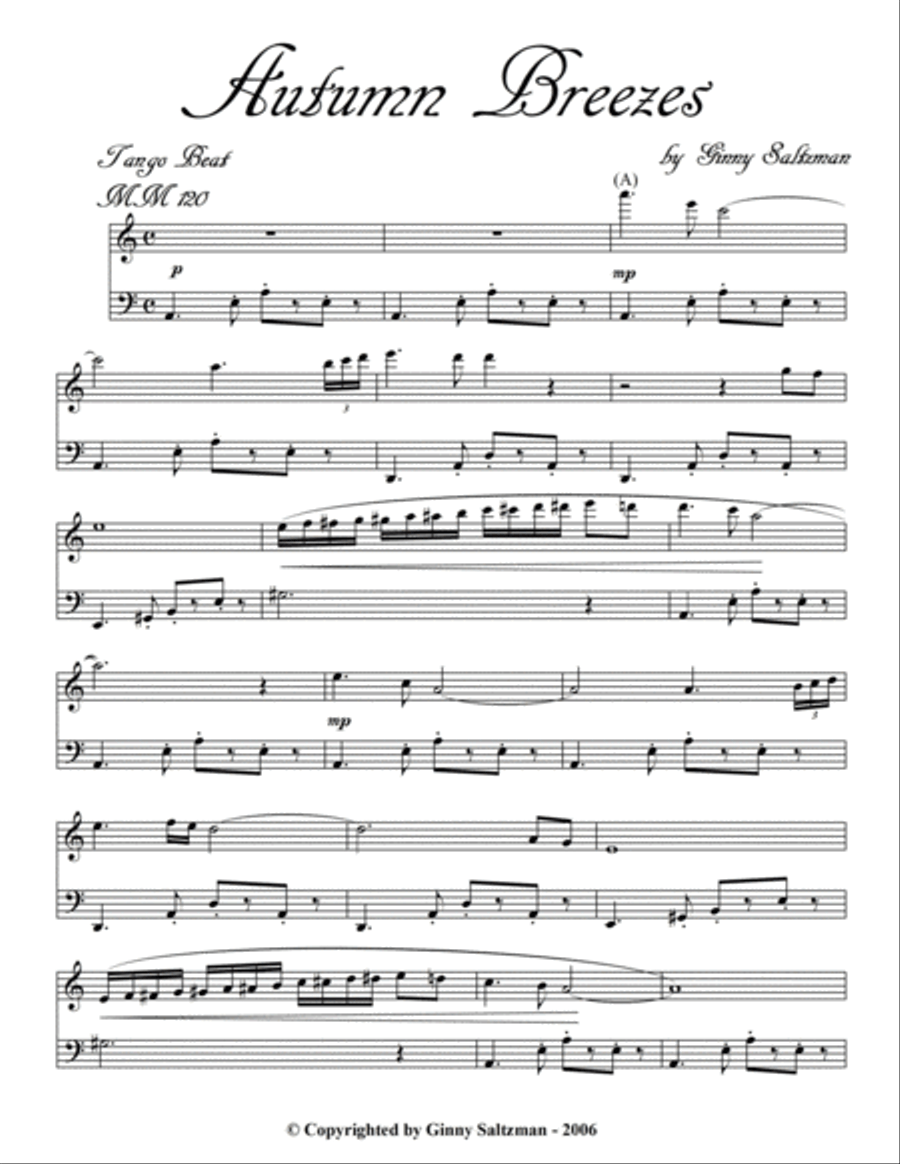 Autumn Breezes - A Fun Tango for the Young at Heart Piano Solo scores gallery preview page 2