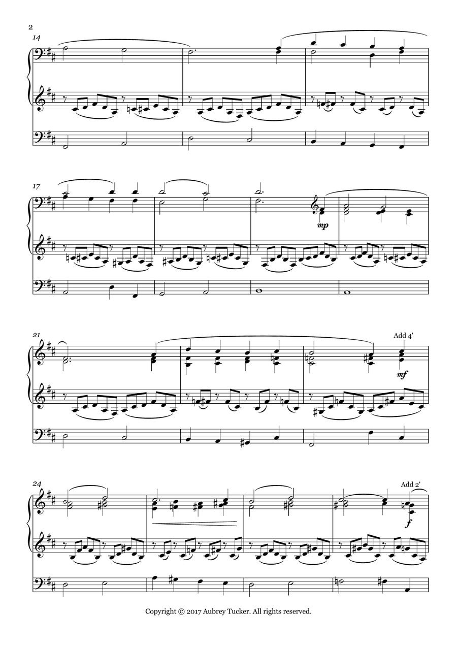 Organ: Cantique de Jean Racine (Op.11, D Major) - Gabriel Faure Organ Solo scores gallery preview page 3