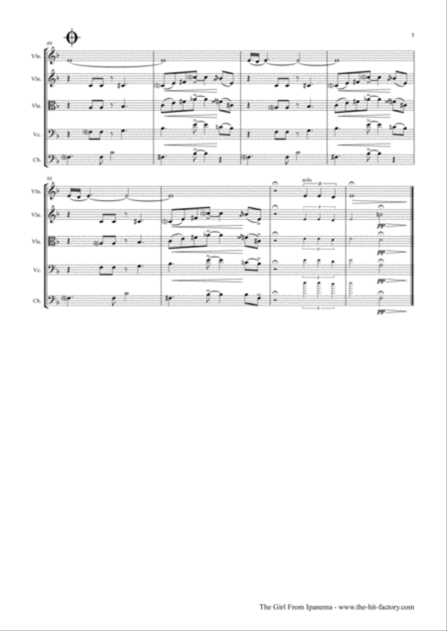 The Girl From Ipanema (Garota De Ipanema) String Quintet scores gallery preview page 5