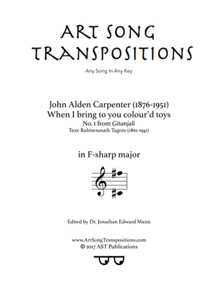 Book cover for CARPENTER: When I bring to you colour'd toys (transposed to F-sharp major)