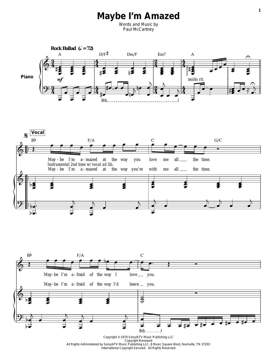 Maybe I'm Amazed Maybe I'm Amazed Piano scores gallery preview page 1