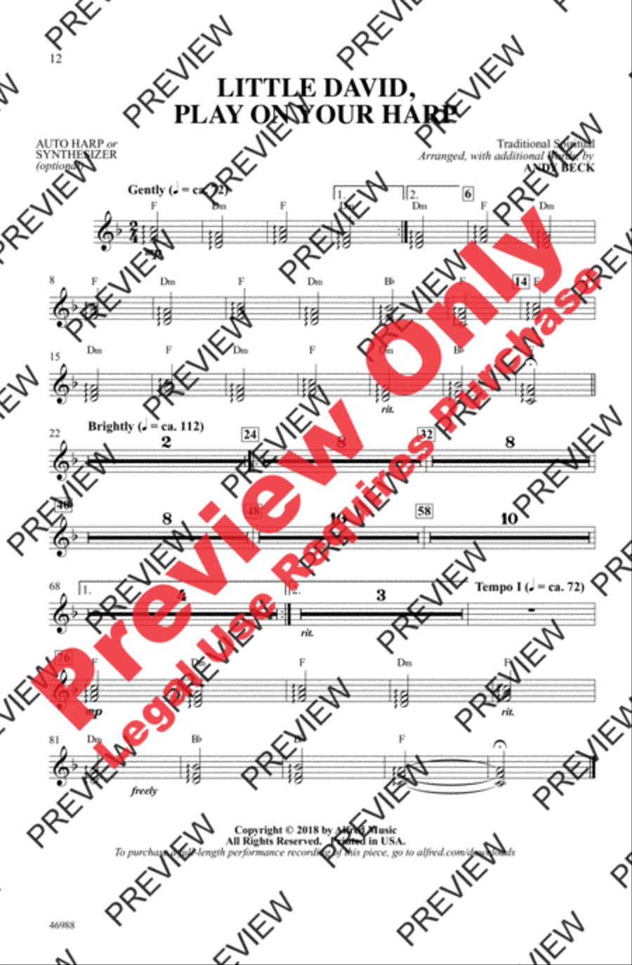 Little David, Play on Your Harp 3-Part scores gallery preview page 12