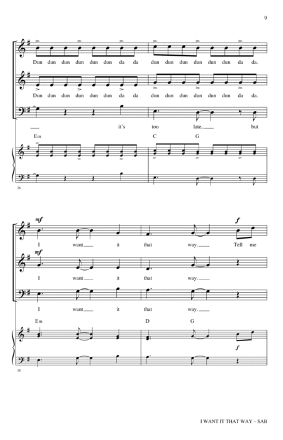 I Want It That Way (arr. Nathan Howe) 3-Part scores gallery preview page 7