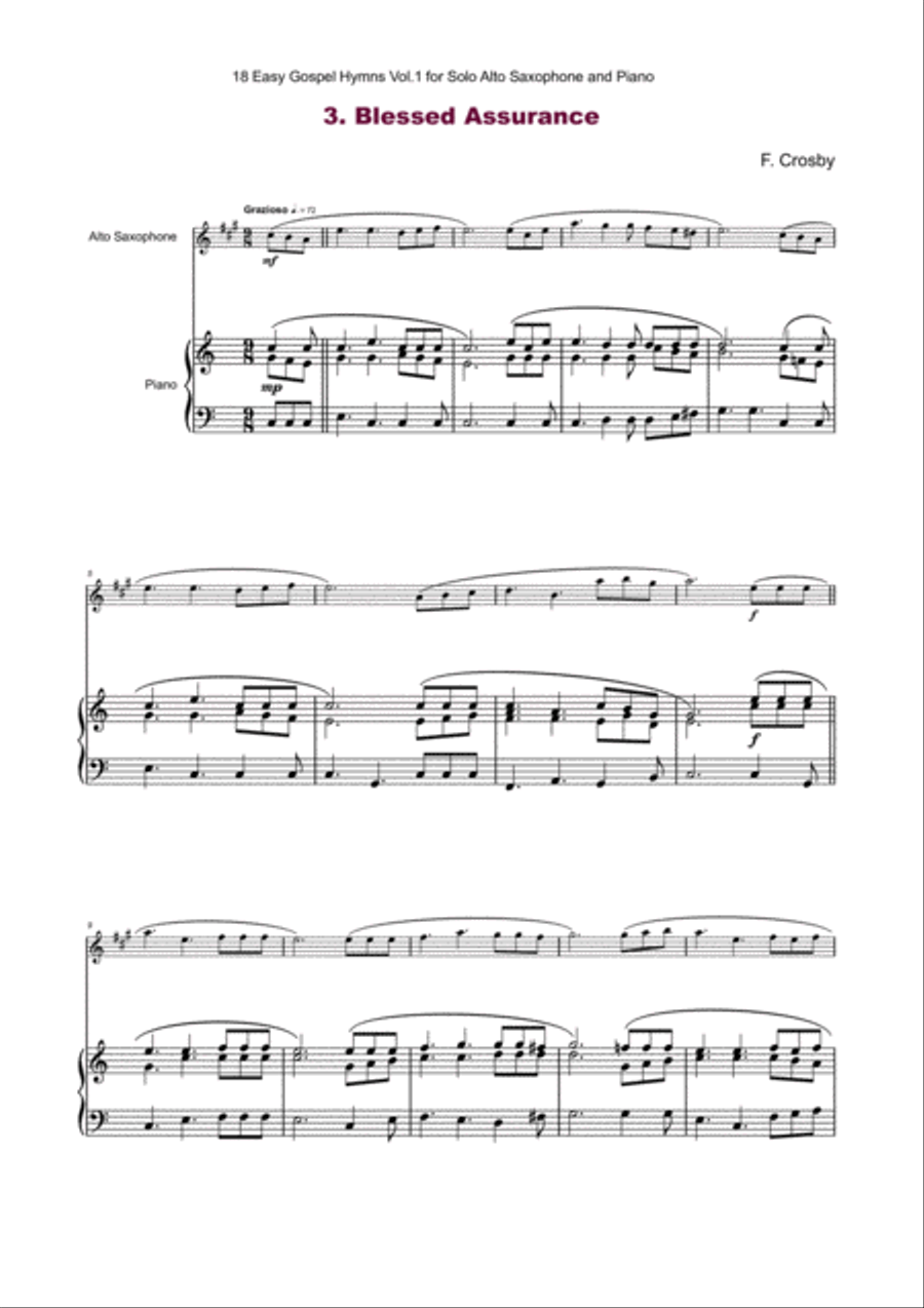 18 Gospel Hymns Vol.1 for Solo Alto Saxophone and Piano Alto Saxophone scores gallery preview page 5