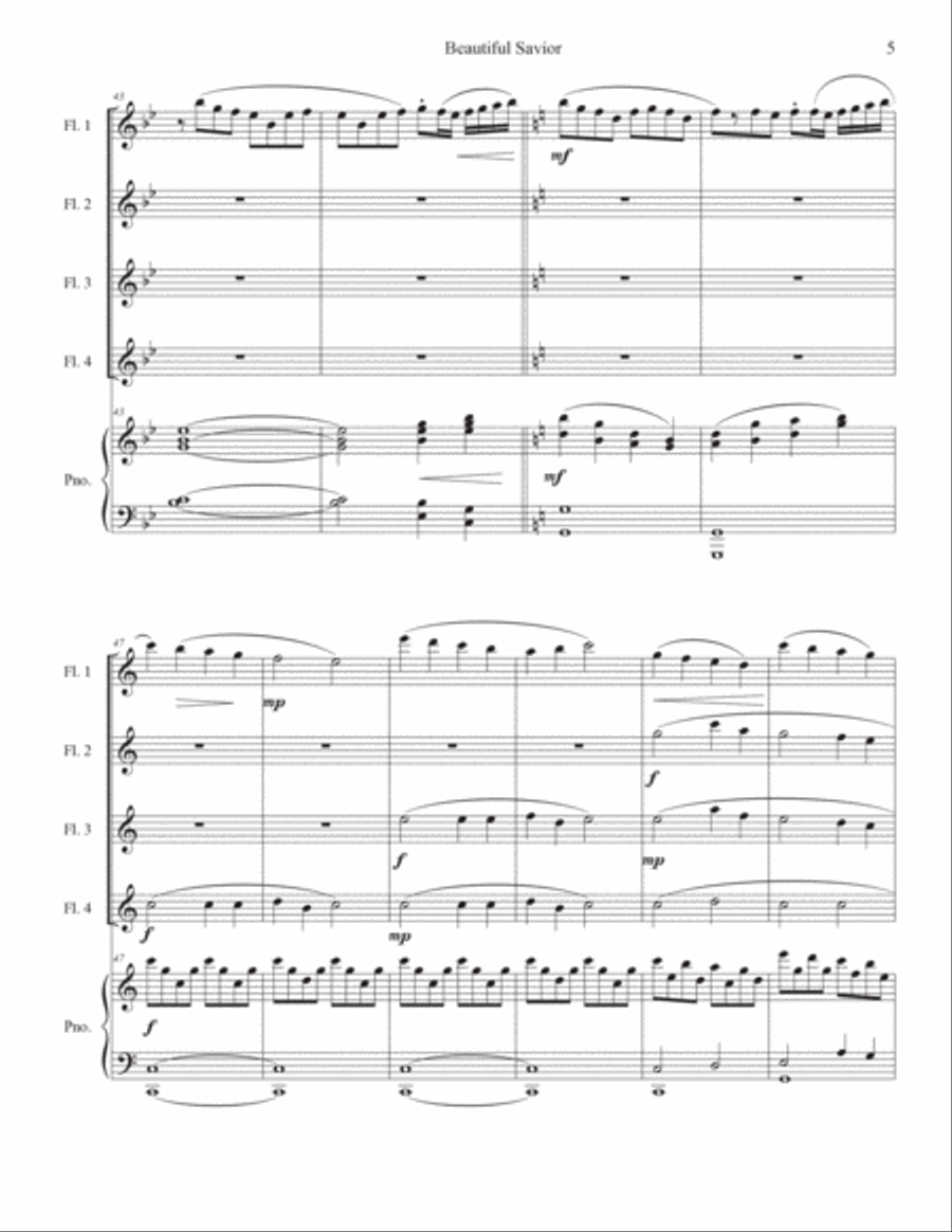 Beautiful Savior, Flute Quartet Flute Solo scores gallery preview page 6