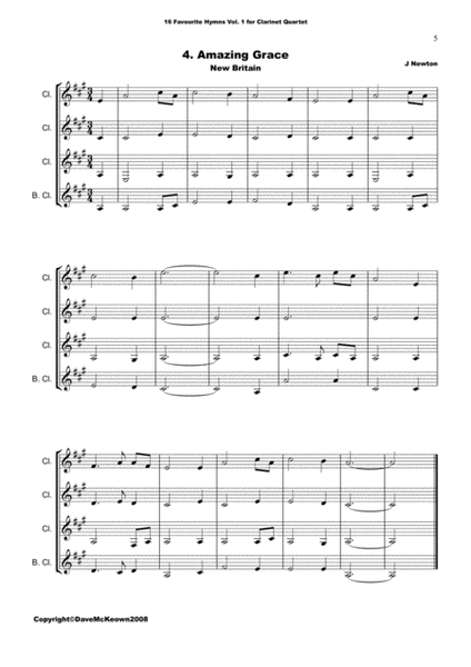 16 Favourite ﻿Hymns for Clarinet Quartet (Vol 1.) image number null