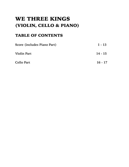 We Three Kings (Piano Trio): Violin, Cello and Piano image number null
