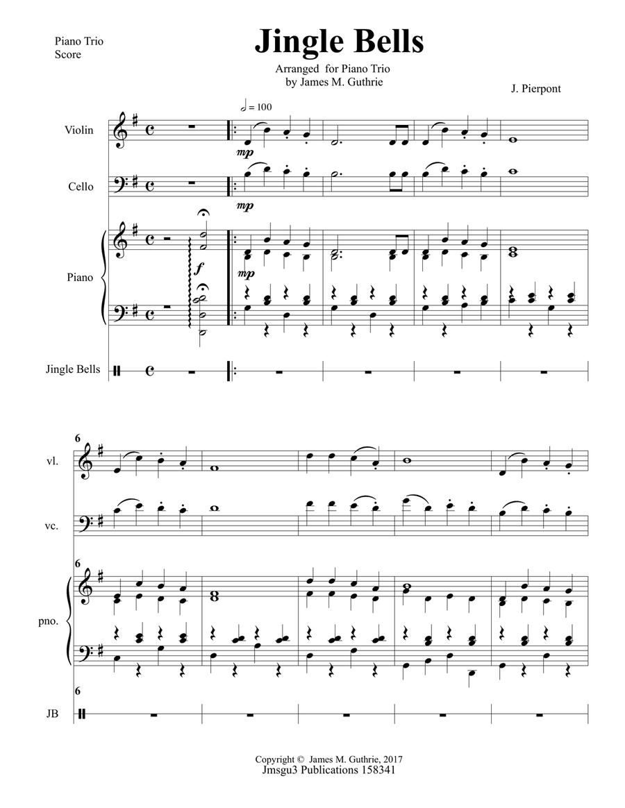 Jingle Bells for Piano Trio Piano Trio scores gallery preview page 1