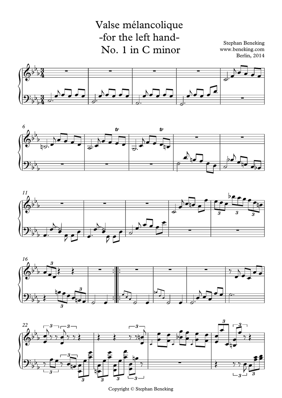 24 Valses melancoliques for one hand alone Piano Method scores gallery preview page 5