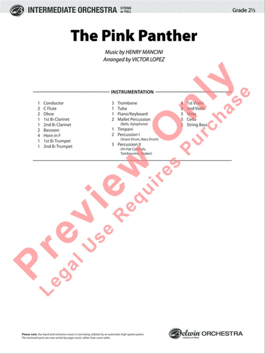 The Pink Panther Full Orchestra scores gallery preview page 2