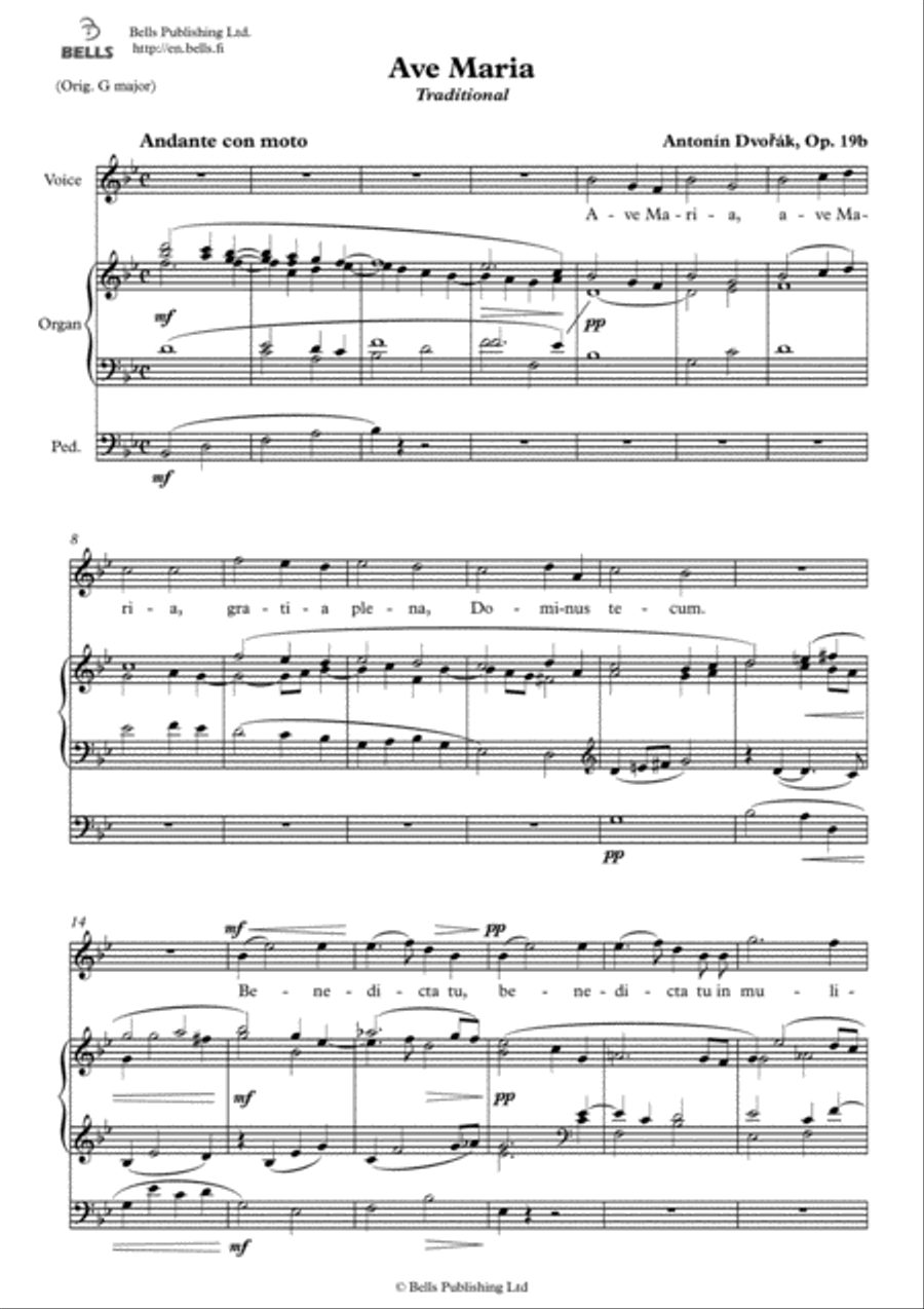 Ave Maria, Op. 19B No. 1 (B-flat Major) Voice Solo scores gallery preview page 1