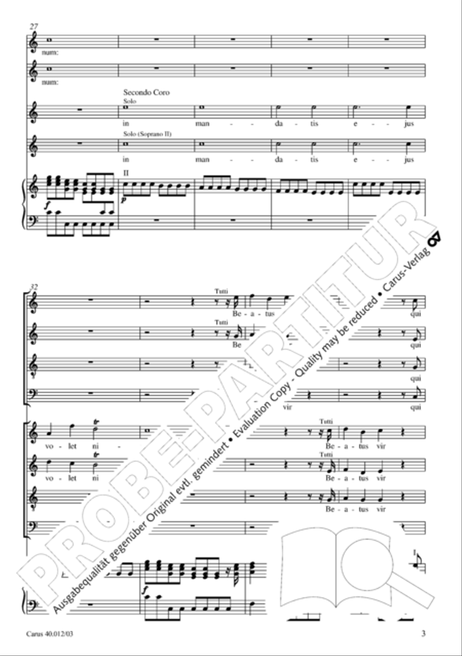 Beatus vir (How blest is he) Psalm 111 4-Part scores gallery preview page 4