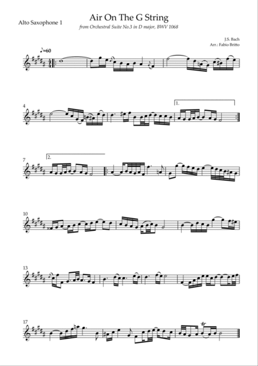 Air On The G String (J.S. Bach) for Saxophone Trio Woodwind Trio scores gallery preview page 3