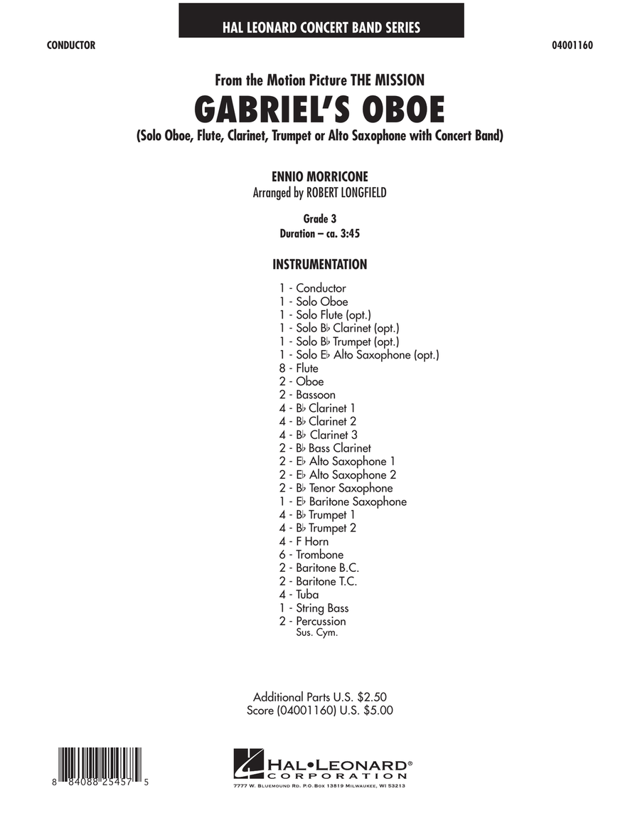 Gabriel's Oboe (from The Mission) - Full Score