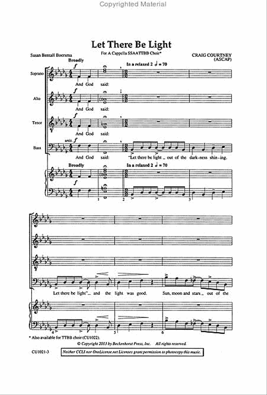 Let There Be Light - SATB SSAATTBB scores gallery preview page 2