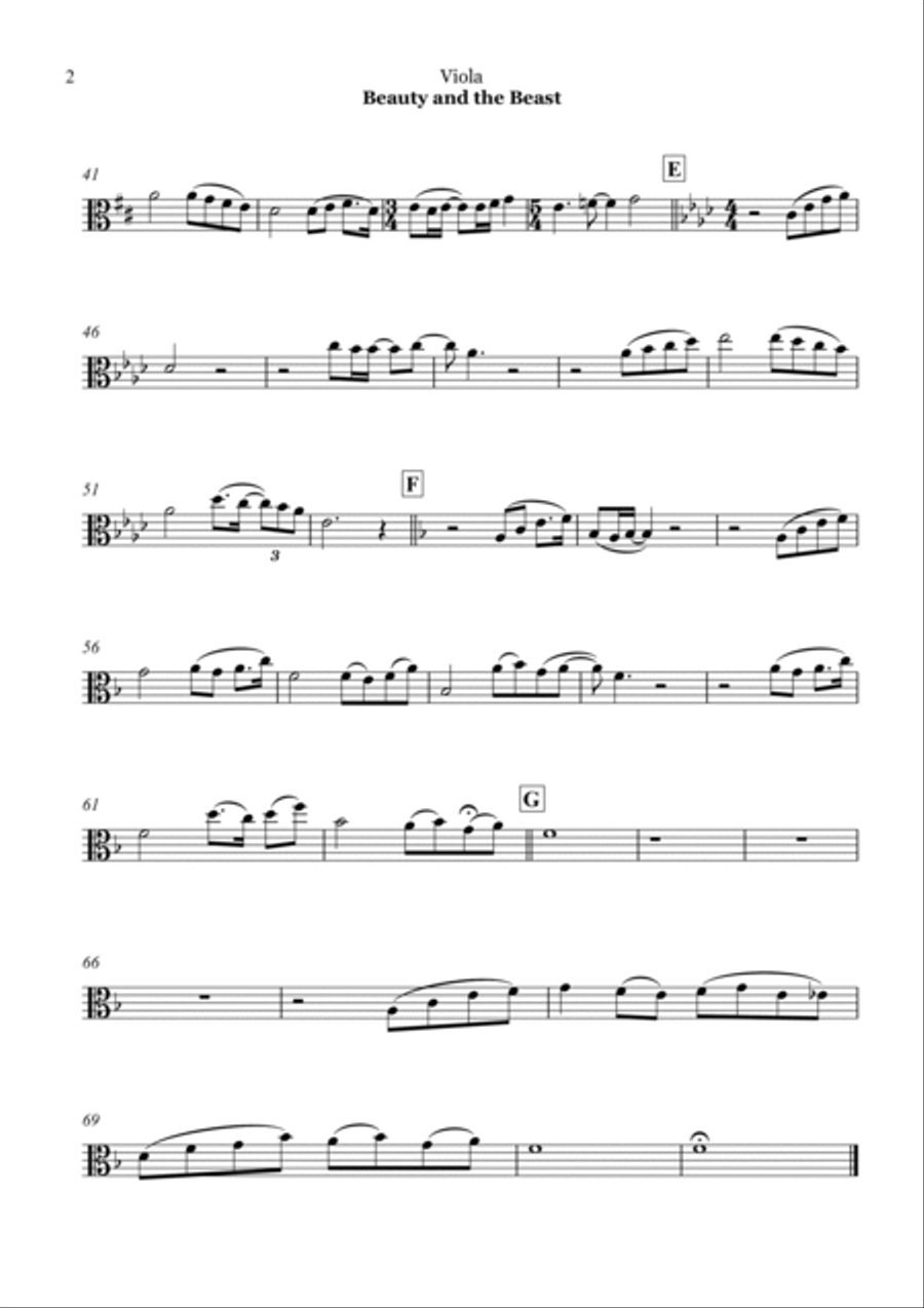 Beauty And The Beast Viola scores gallery preview page 2