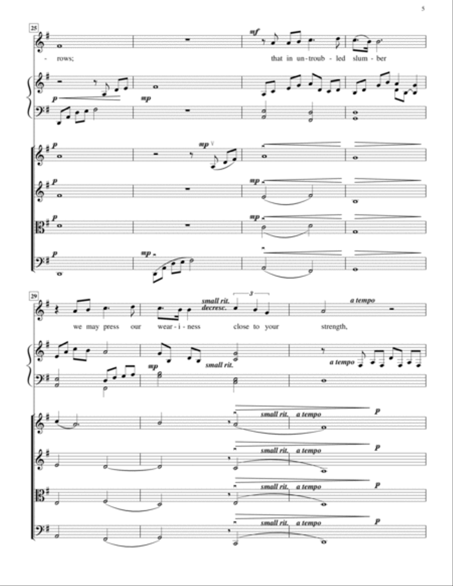 Prayer for Evening (Contralto or Tenor voice, Piano, and String Quartet) Cello scores gallery preview page 5