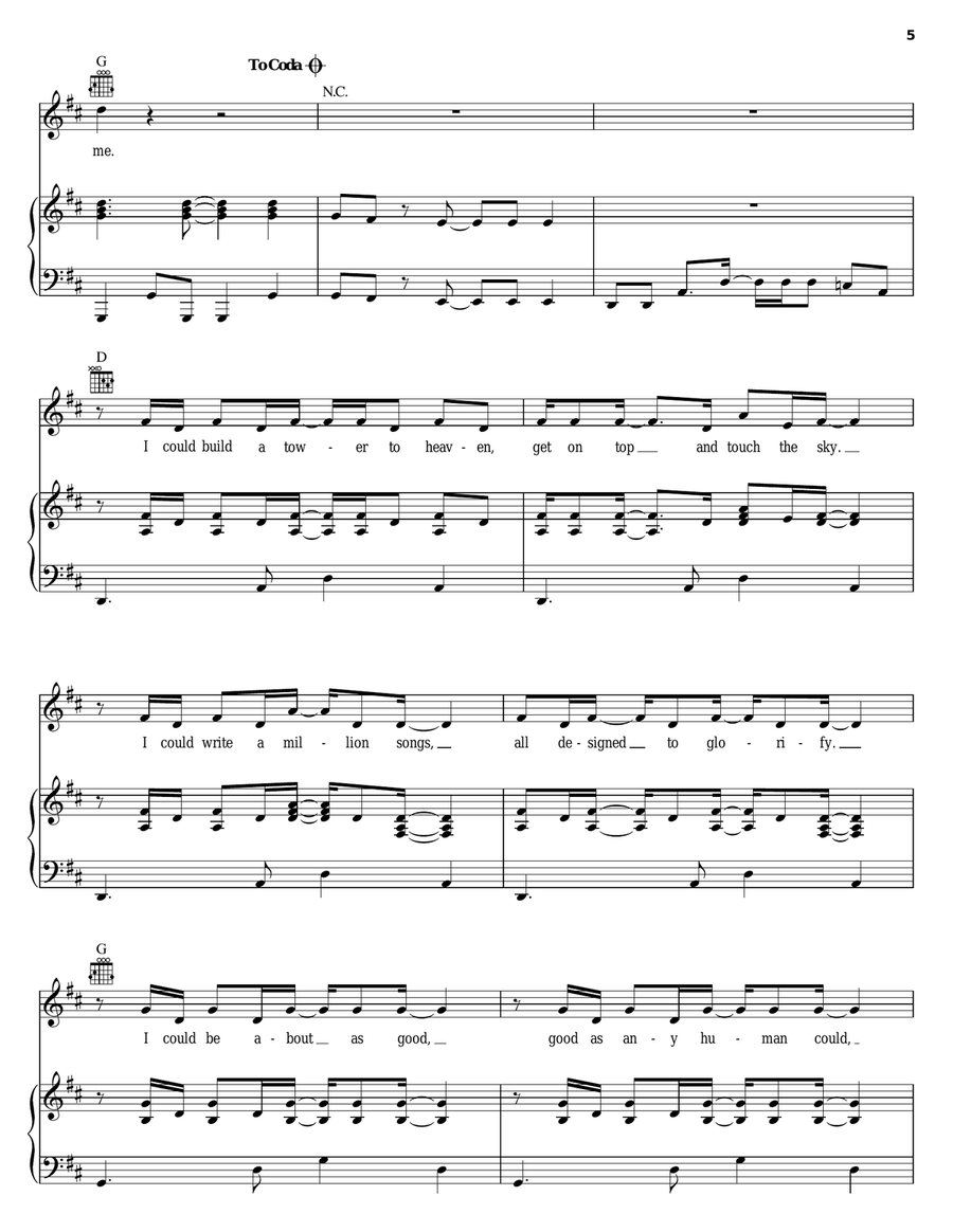 Never Gonna Be As Big As Jesus Piano, Vocal, Guitar scores gallery preview page 5
