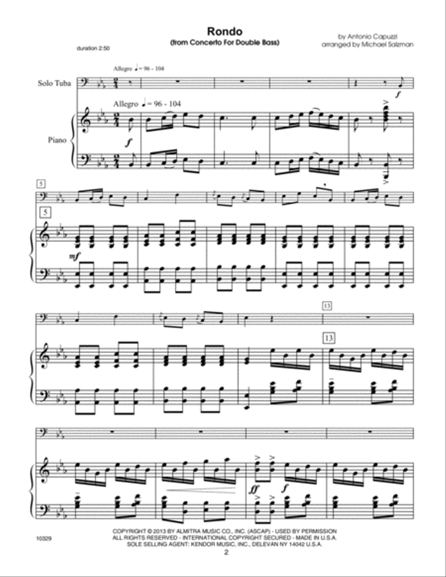 Kendor Master Repertoire - Tuba with Piano Accompaniment Tuba scores gallery preview page 2