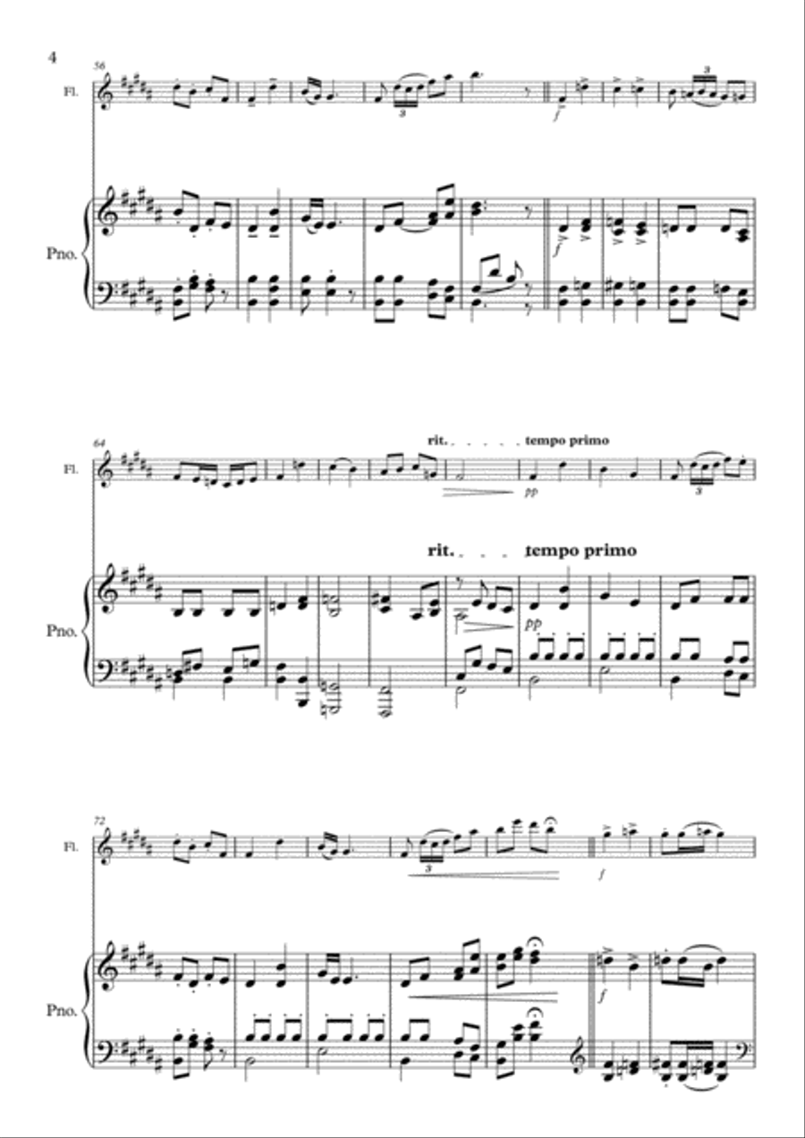 Humoresque No.6, A.Dvorak (flute and piano) Flute Solo scores gallery preview page 4
